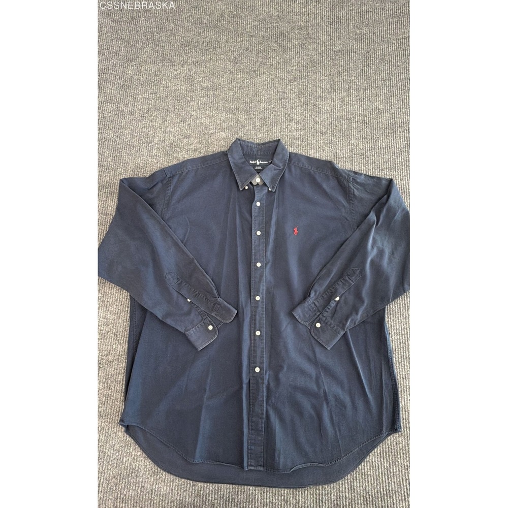 Ralph Lauren Blue Men's Button Down Shirt Blaire Long Sleeve Cotton Pony Size XL